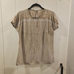 Vena Cava Silk Women's Beige Patterned Top